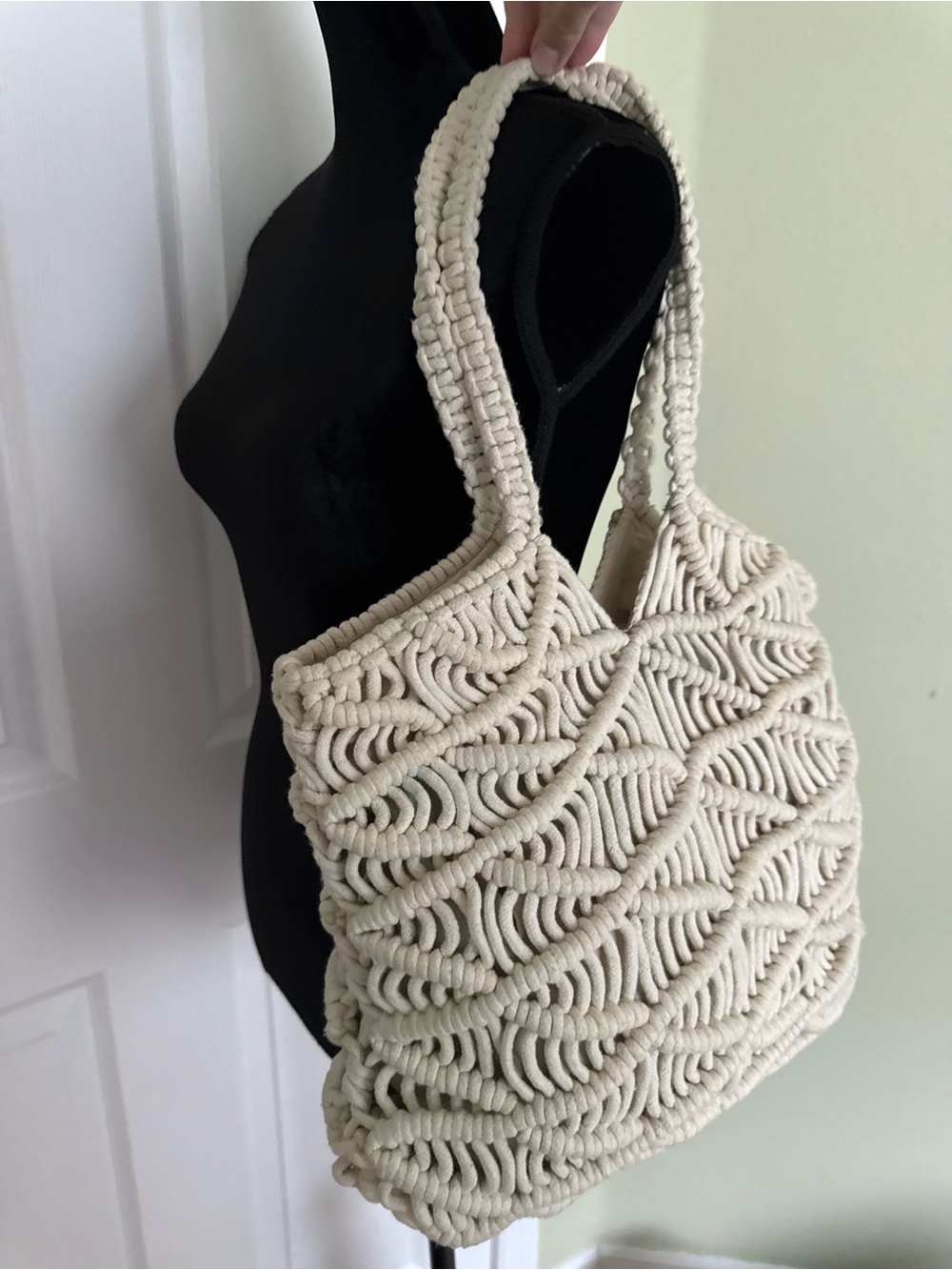C&C California Woven Crochet Macrame Tote  Shoulder Bag Boho